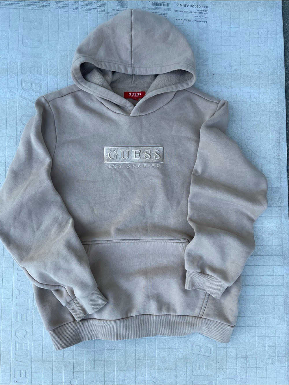 GUESS Men's Beige Crewneck Hoodie Sweatshirt